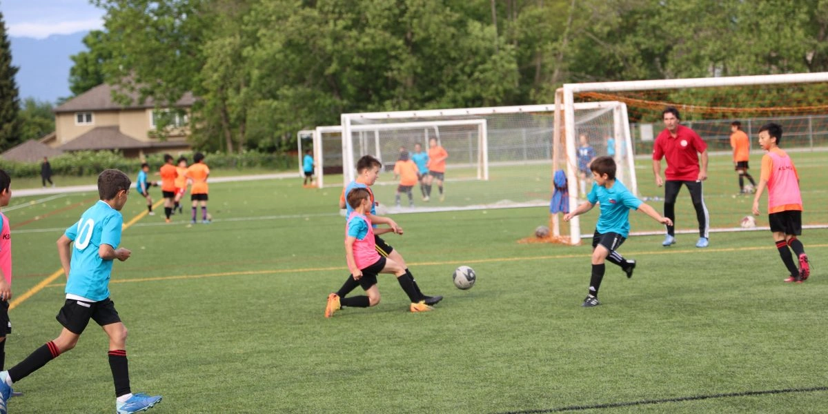 Young kids soccer training